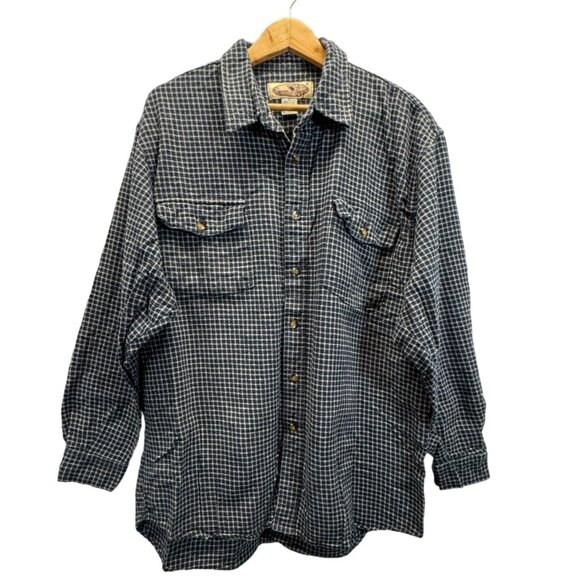 Moose Creek Shirt Mens XL Blue White Check Button Up Long Sleeve Heavy Flannel - Picture 1 of 6